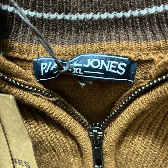PJ PAUL JONES Men XL 1/4 Zip Sweater Brown Pullover - Picture 4 of 8